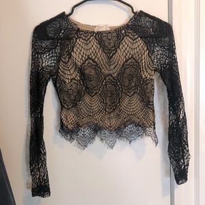 Black Lace Crop Top